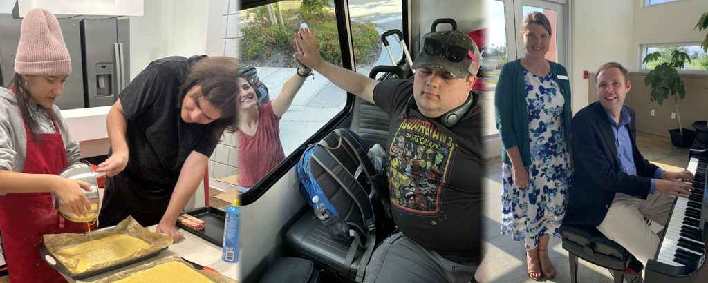 People volunteering and helping with students